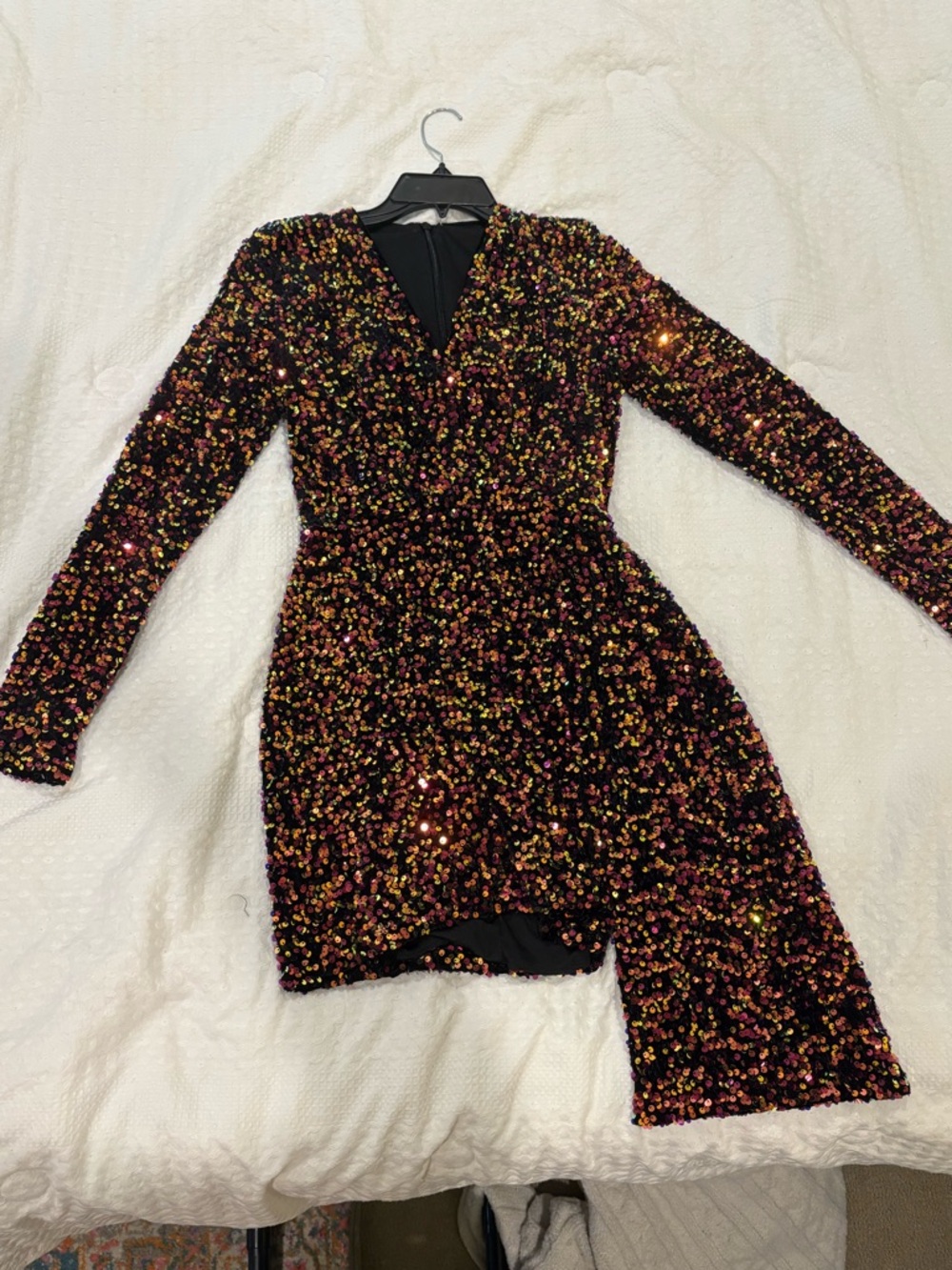 Black Multicolor Sequin Asymmetrical Party Dress